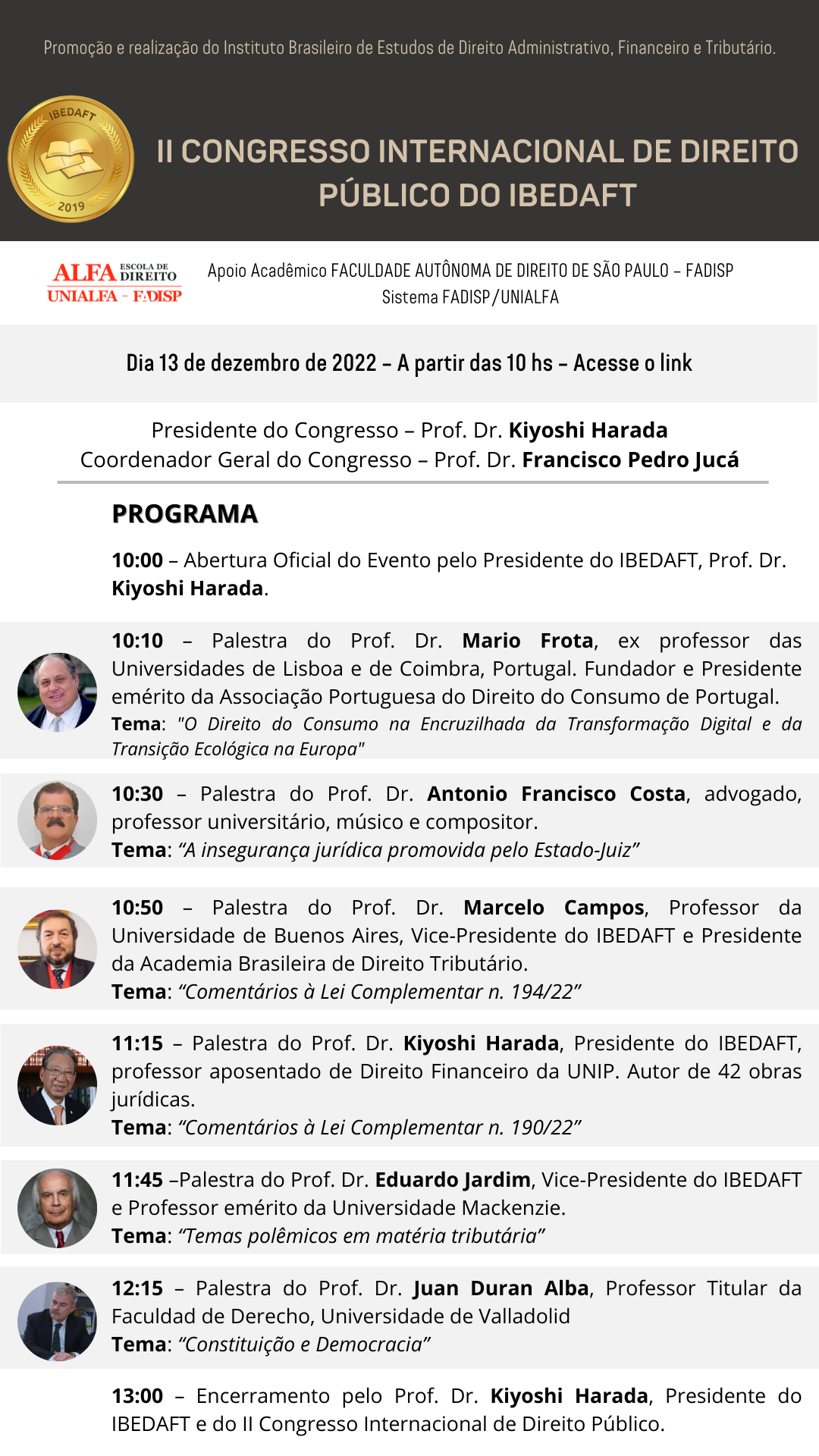 II CONGRESSO INTERNACIONAL DE DIREITO PÚBLICO DO IBEDAFT 2